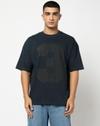 Men Numeric Print Oversized Crew-Neck T-Shirt