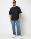 Men Numeric Print Oversized Crew-Neck T-Shirt
