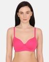 Zivame Beautiful Basics Padded Non Wired 3/4th Coverage T-Shirt Bra - Fuchsia Purple