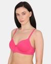 Zivame Beautiful Basics Padded Non Wired 3/4th Coverage T-Shirt Bra - Fuchsia Purple