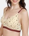 Hand Drawn Padded Non-Wired 3/4Th Coverage T-Shirt Bra