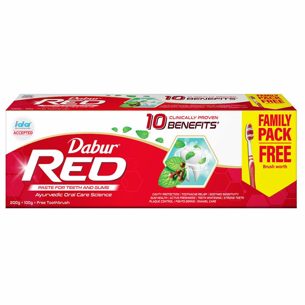 Dabur | Dabur Red Toothpaste (200 + 100) g (With Free Toothbrush)