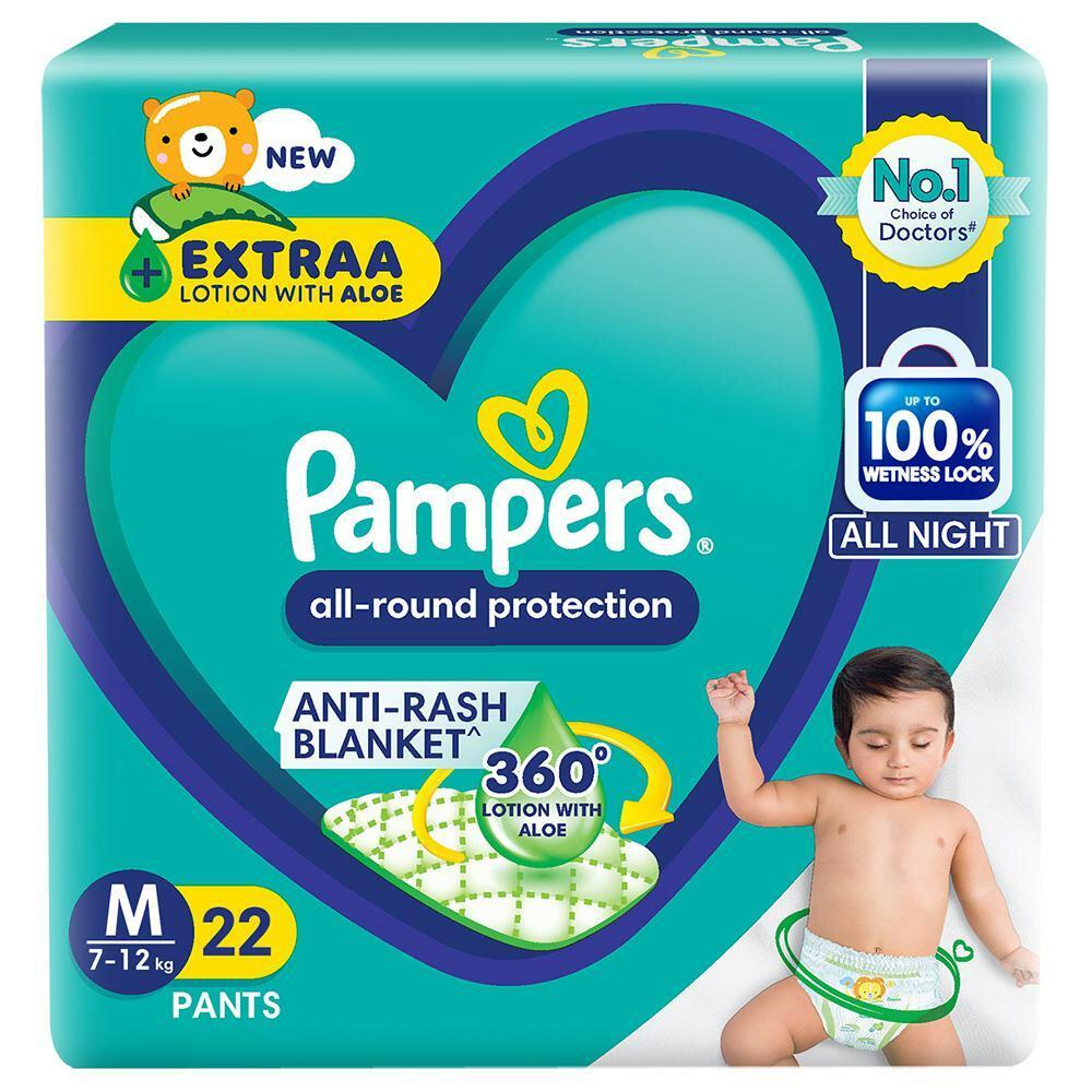 PAMPERS | Pampers All Round Protection Baby Diaper (M) 22 Count (7 - 12 Kg)