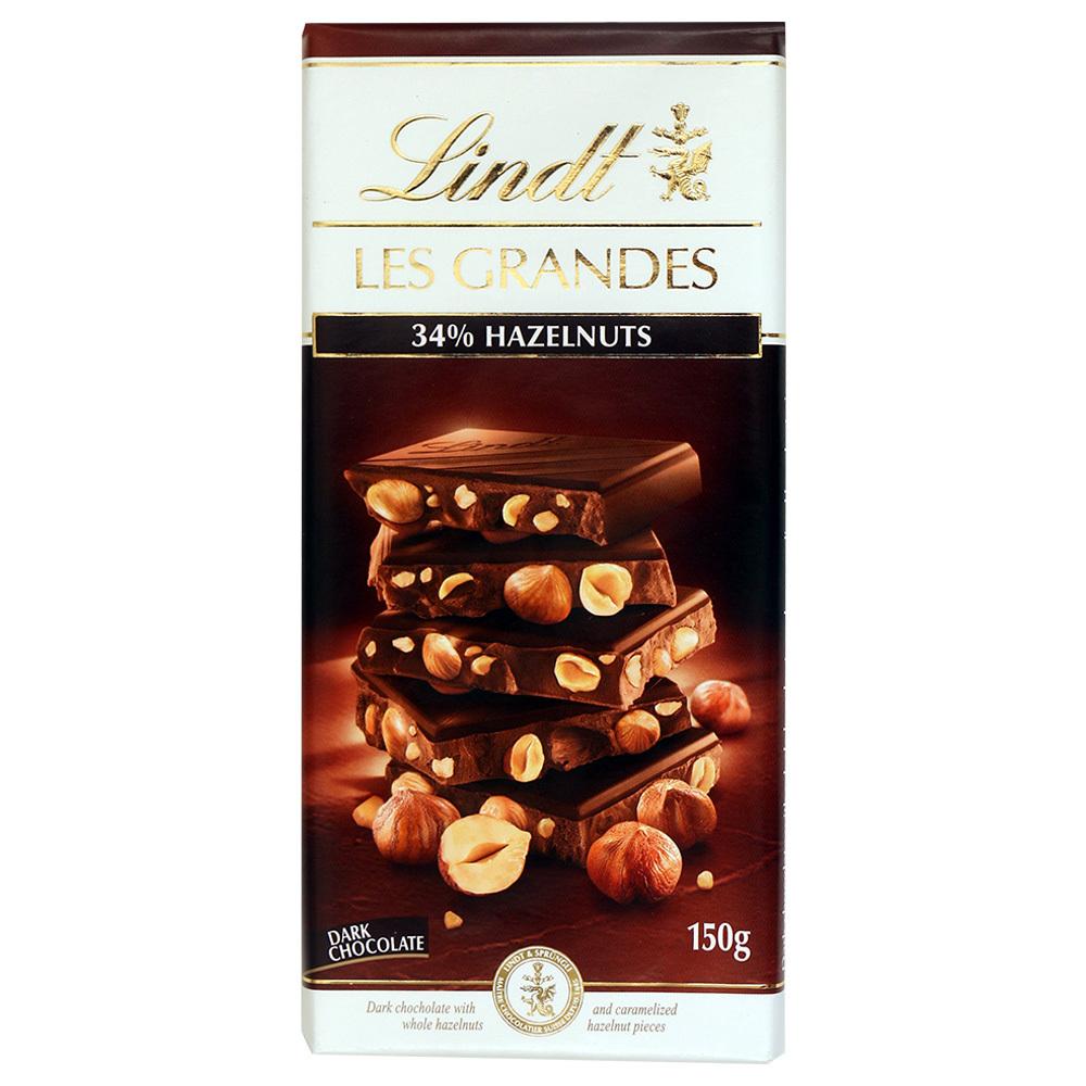 Lindt | Lindt Les Grandes 34% Hazelnuts Dark Chocolate 150 g