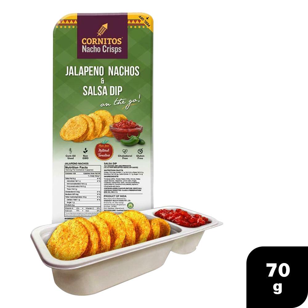 CORNITOS | Cornitos Jalapeno Nachos & Salsa Dip Tray 70 g