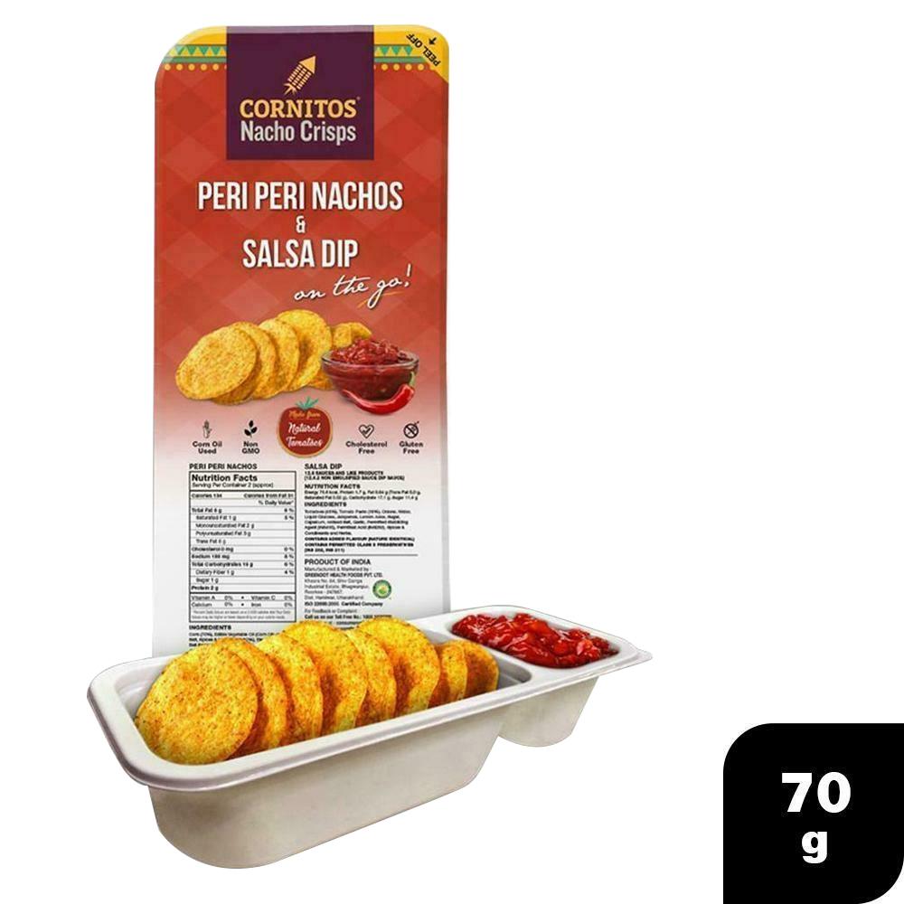 CORNITOS | Cornitos Peri Peri Nachos & Salsa Dip Tray 70 g