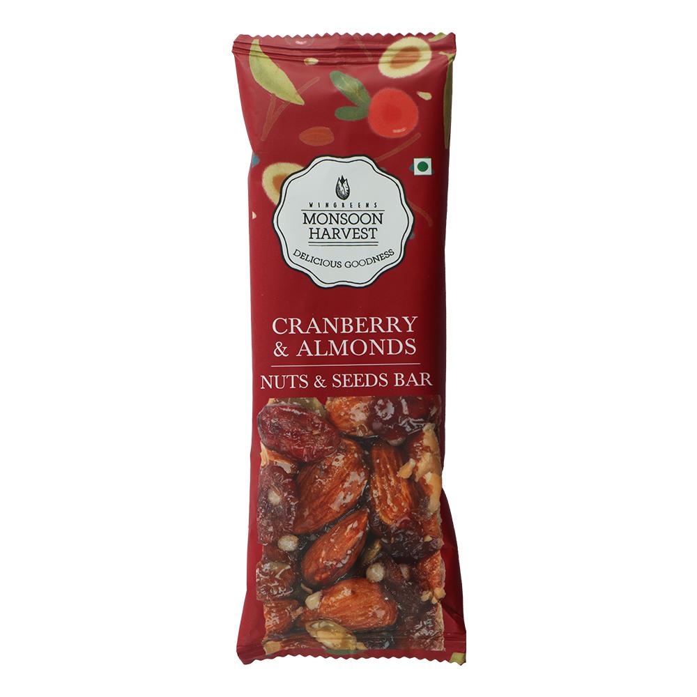Monsoon Harvest | Monsoon Harvest Cranberry & Almonds Nuts and Seeds Bar 30 g