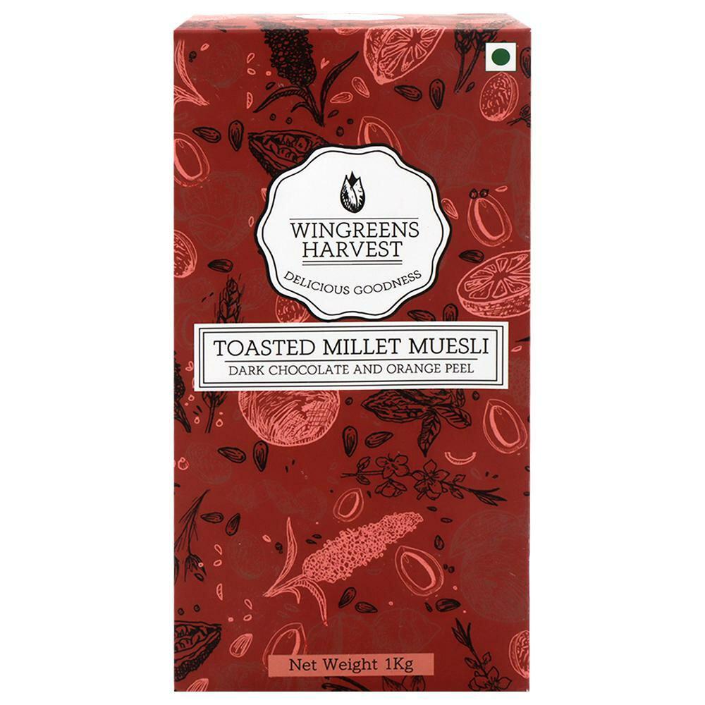 Monsoon Harvest | Wingreens Harvest Dark Chocolate And Orange Peel Toasted Millet Muesli 1 kg