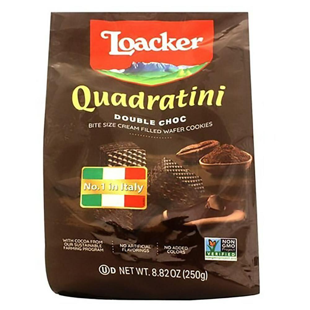 LOACKERS | Loacker Quadratini Double Chocolate Cream Filled Wafer Cookies 250 g