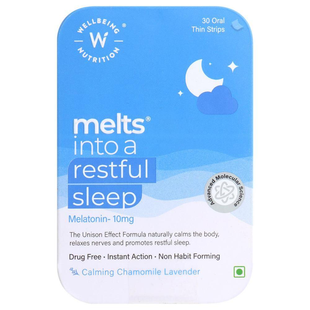 Wellbeing Nutrition | Wellbeing Nutrition Melatonin 10mg Melts Restful Sleep Aid (30 Oral Stripes)