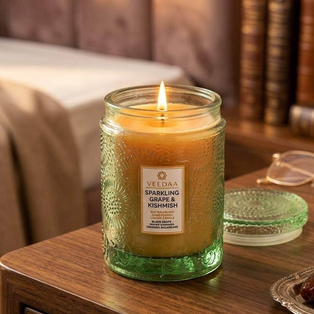 Veedaa | Veedaa Sparkling Grape & Kishmish Mandala Glass Luxury Scented Candle