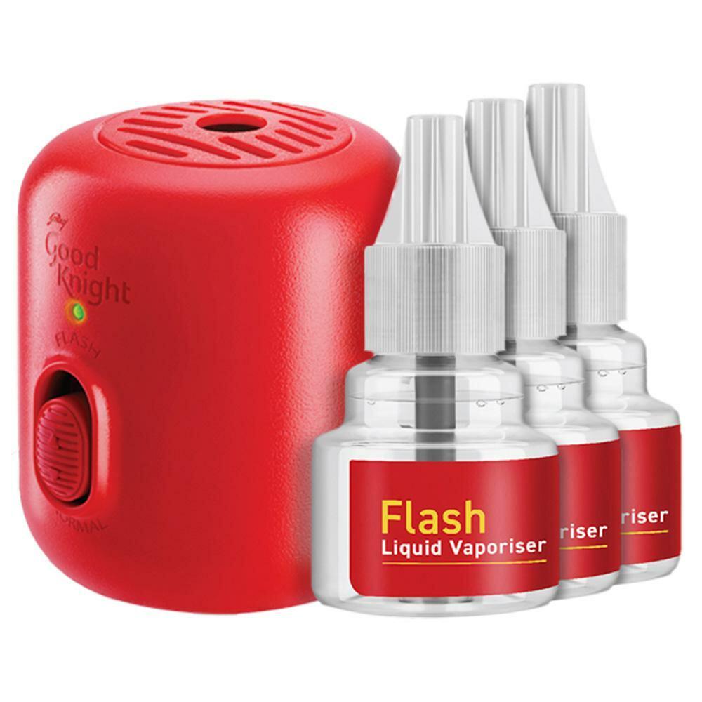 GOOD KNIGHT | Good Knight Gold Flash Liquid Vaporizer Mosquito Repellent Refill & Machine (3N x 45 ml)