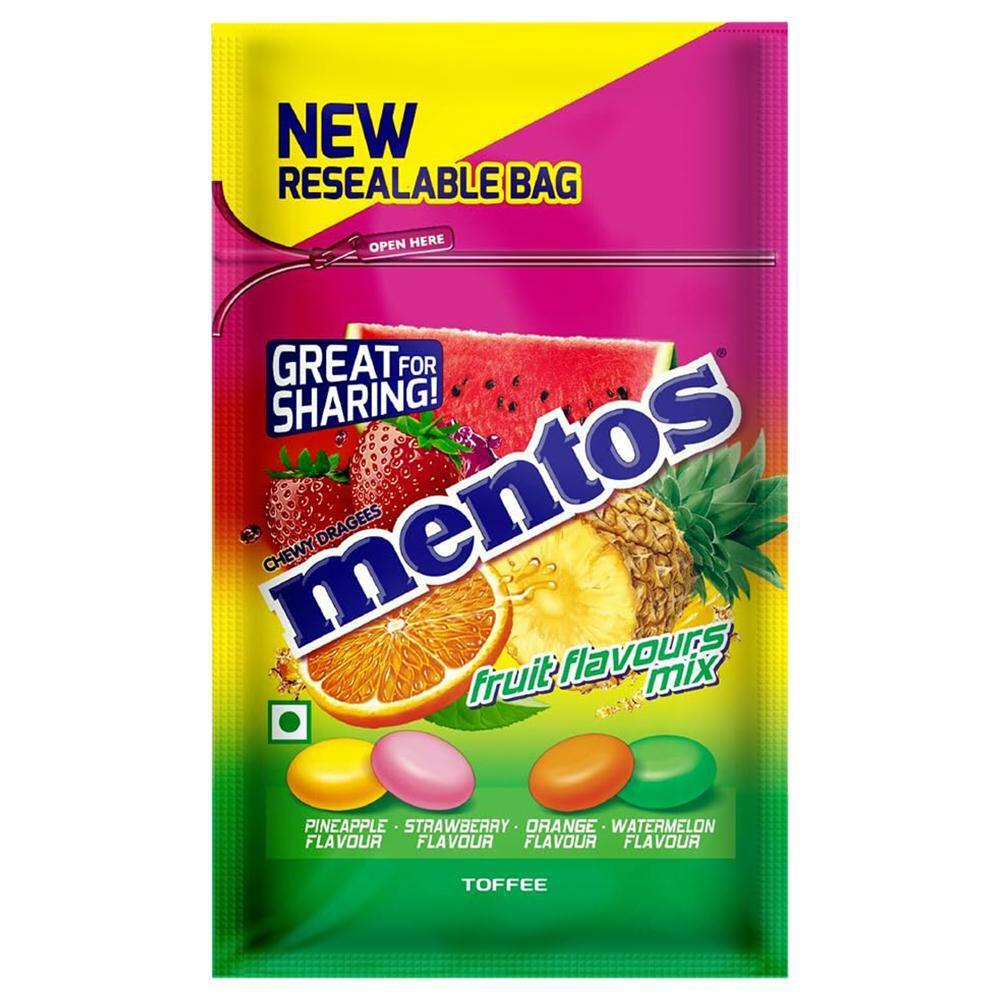 MENTOS | Mentos Assorted Fruit Flavours Mix Chewy Dragees Toffee 108 g (40N x 2.7 g)