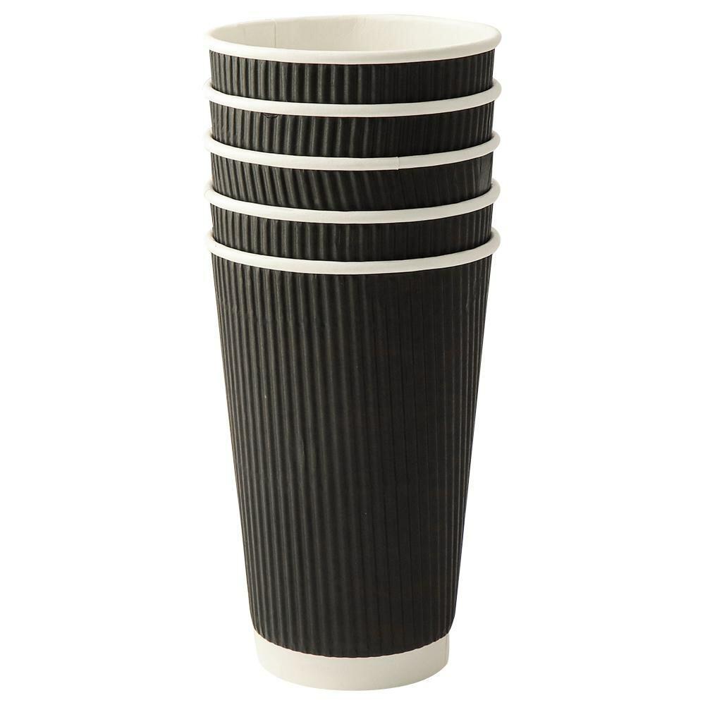 Celebration Essentials | Celebration Essentials Black Ripple Paper Cups 500 ml (5 Pieces)