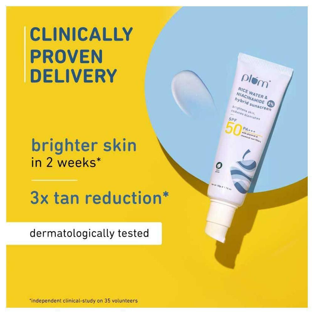 Plum Rice Water & Niacinamide 2% SPF 50 Hybrid Sun Screen 50 g