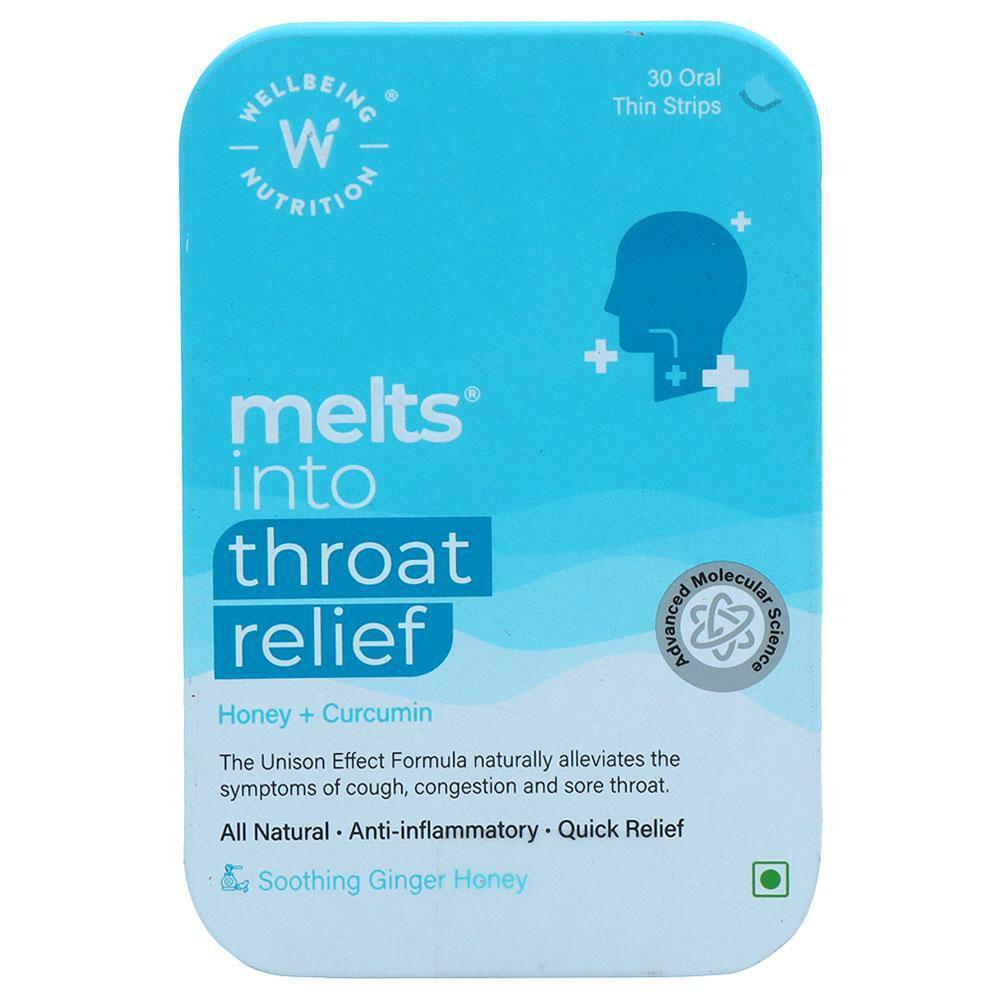 Wellbeing Nutrition | Wellbeing Nutrition Honey + Curcumin Melts into Throat Relief 30 Oral Thin Strips