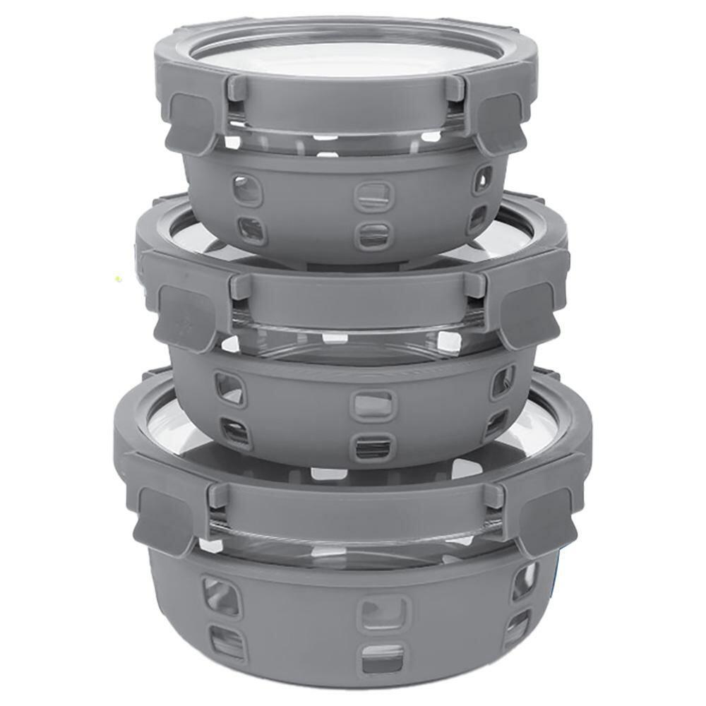 BOROSIL | Borosil Klip-N-Store Plus Round Glass Container with Lid 620 ml (1 pc)