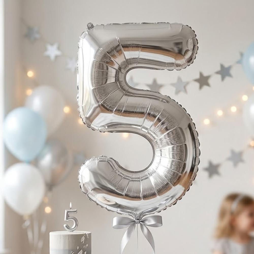 Celebration Essentials | Celebration Essentials 18" Assorted Color Foil Balloon - Number "5"  (1 pc)