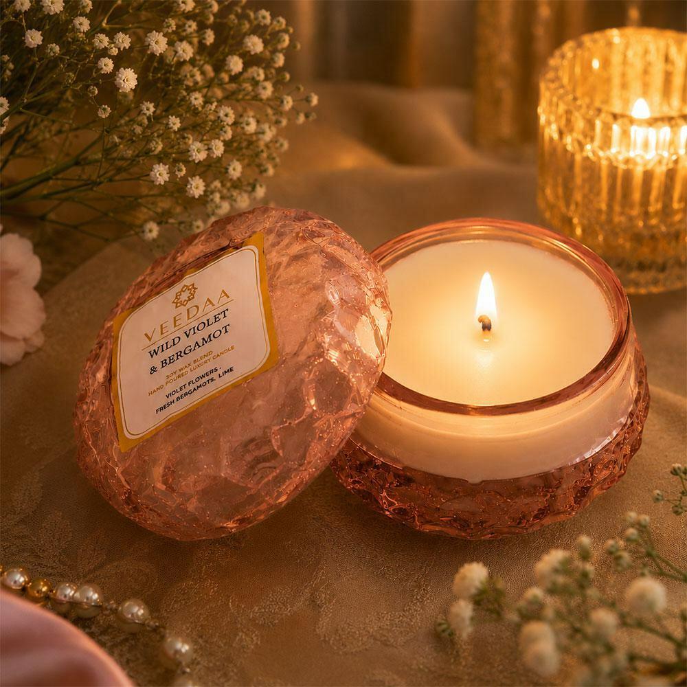 Veedaa | Veedaa Wild Violet & Bergamot Crystal Glass Luxury Scented Candle