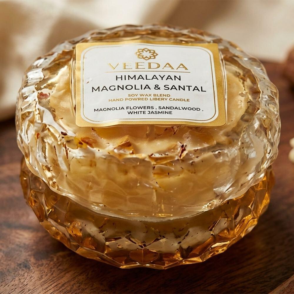 Veedaa | Veedaa Himalayan Magnoli & Santal Crystal Glass Luxury Scented Candle