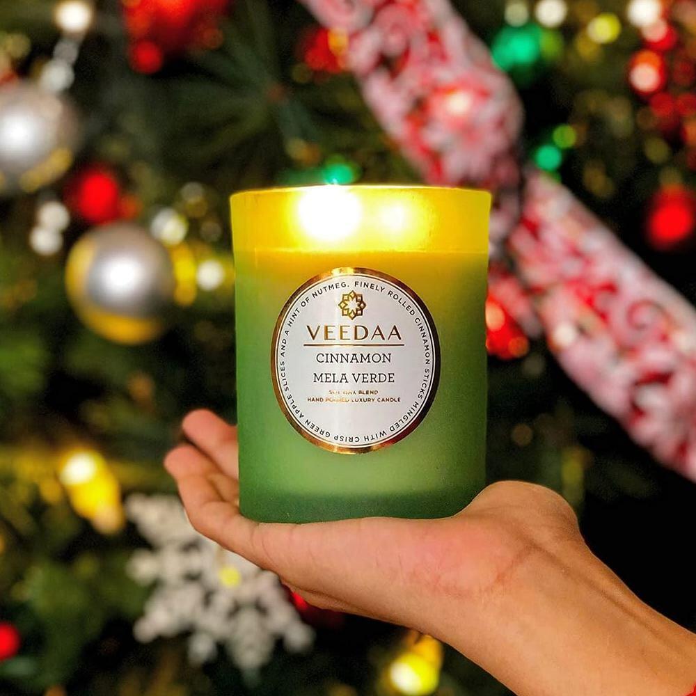 Veedaa | Veedaa Cinnamon Mela Verde Czech Glass Luxury Scented Candle