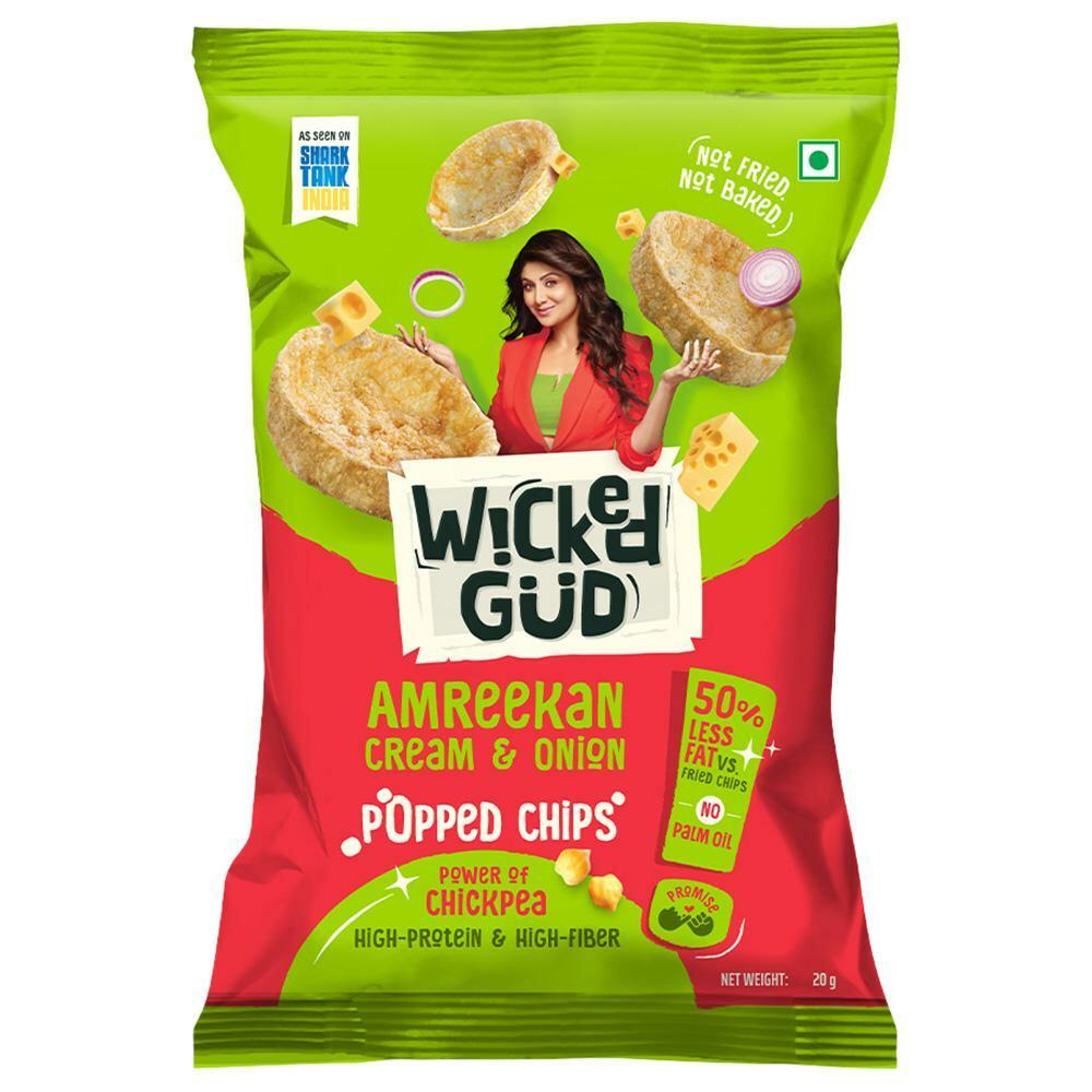 WickedGud | WickedGud American Cream & Onion Chickpea Popped Chips 20 g