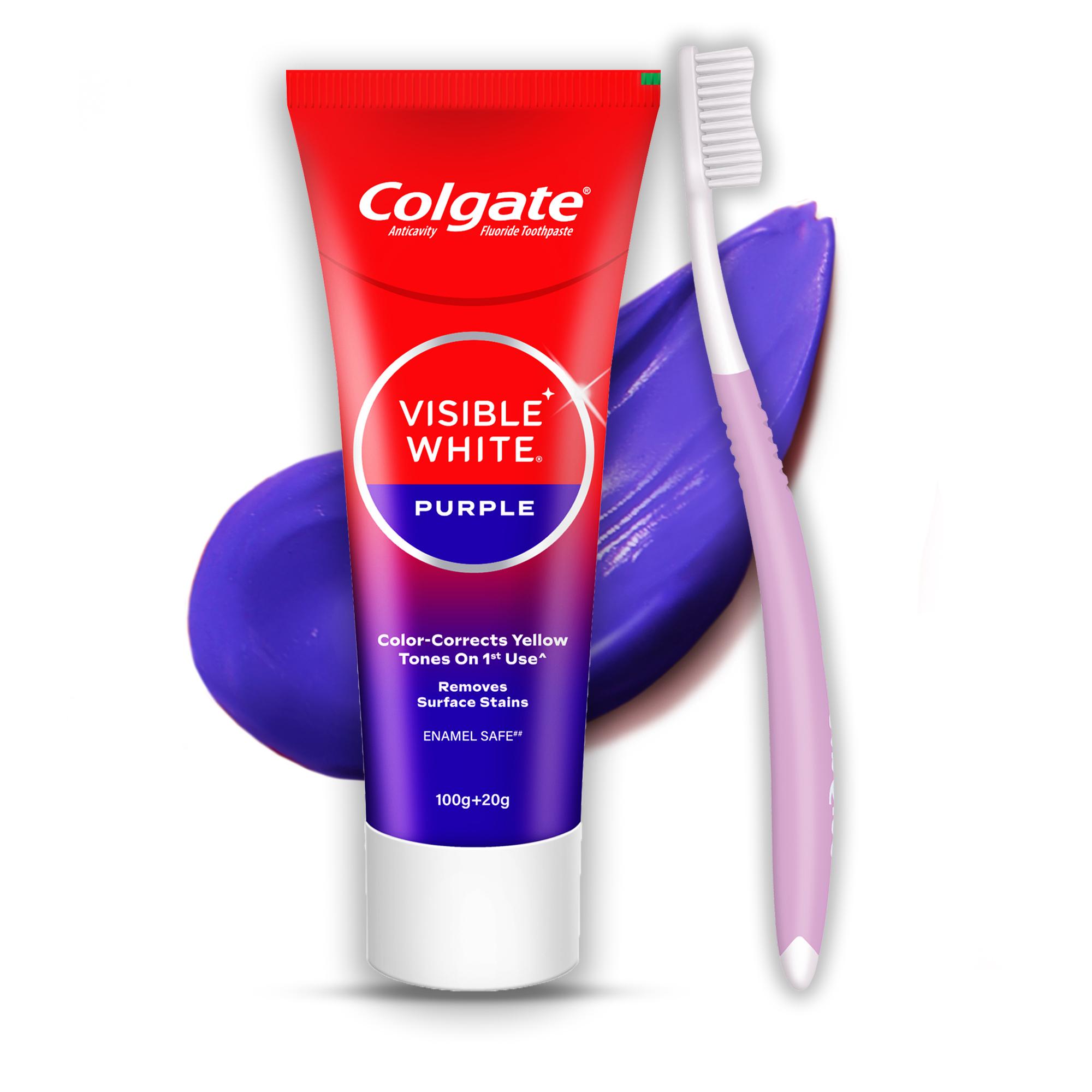 Colgate | Colgate Visible White Purple Tooth Paste 100 g + 20 g