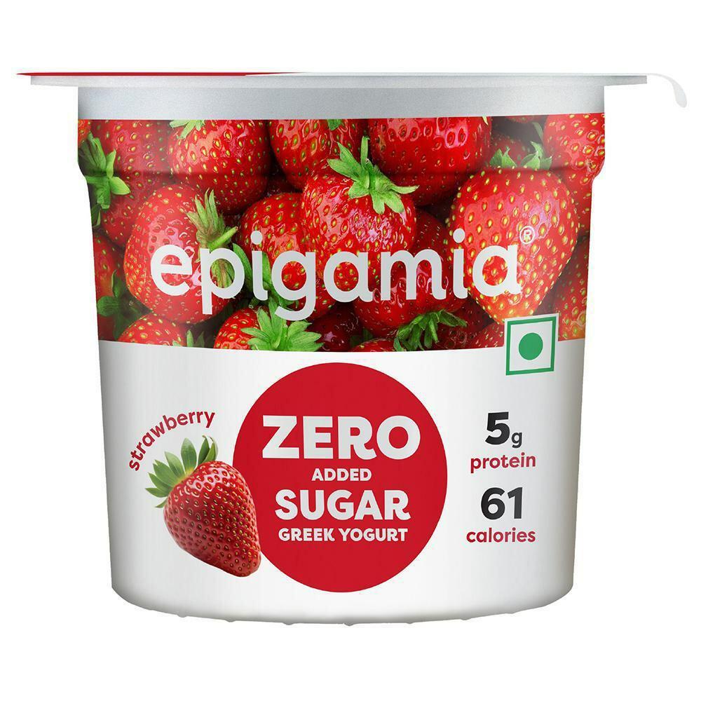 Epigamia | Epigamia Zero Added Sugar Strawberry Greek Yogurt 85 g