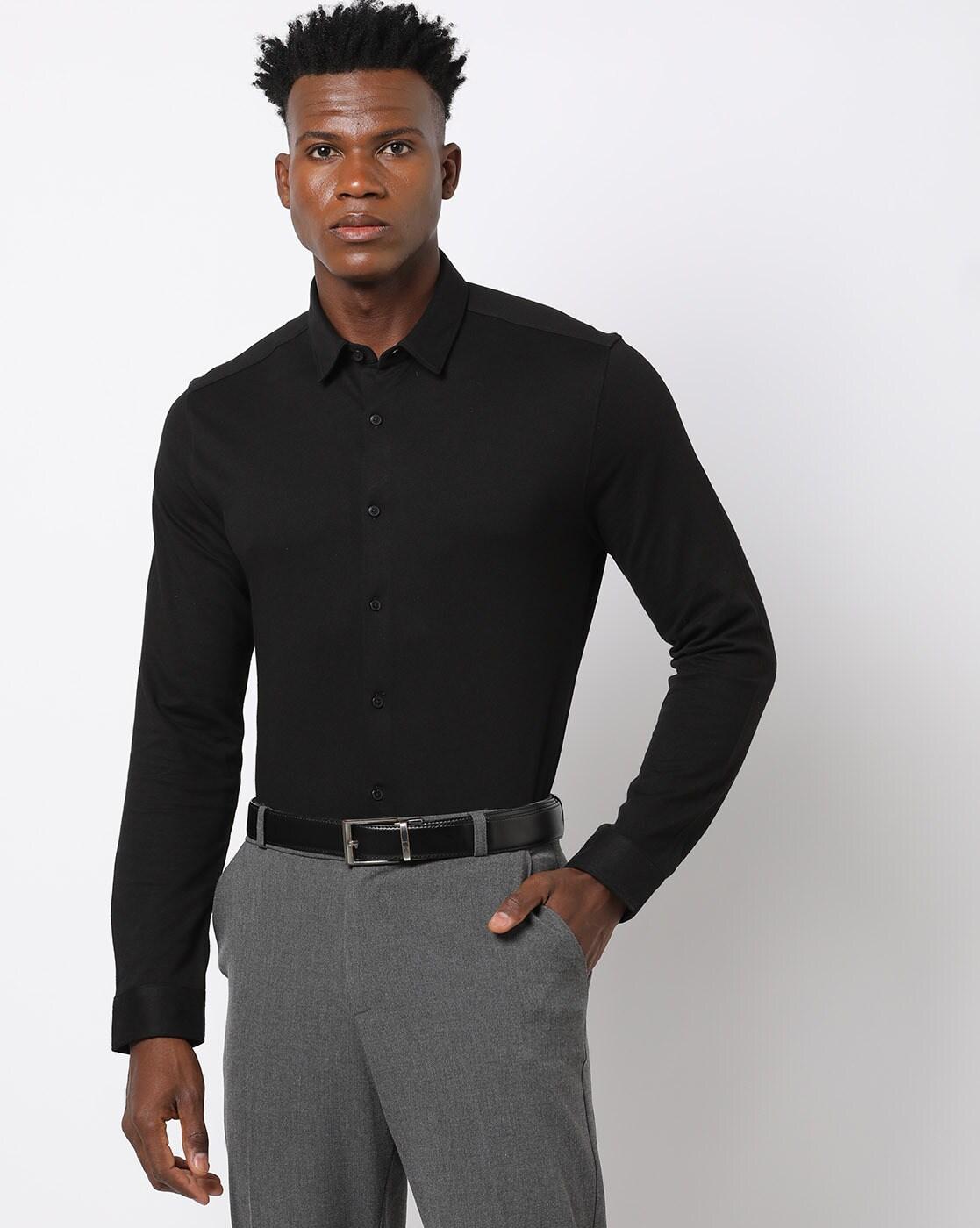 Men Slim Fit Knitted Shirt