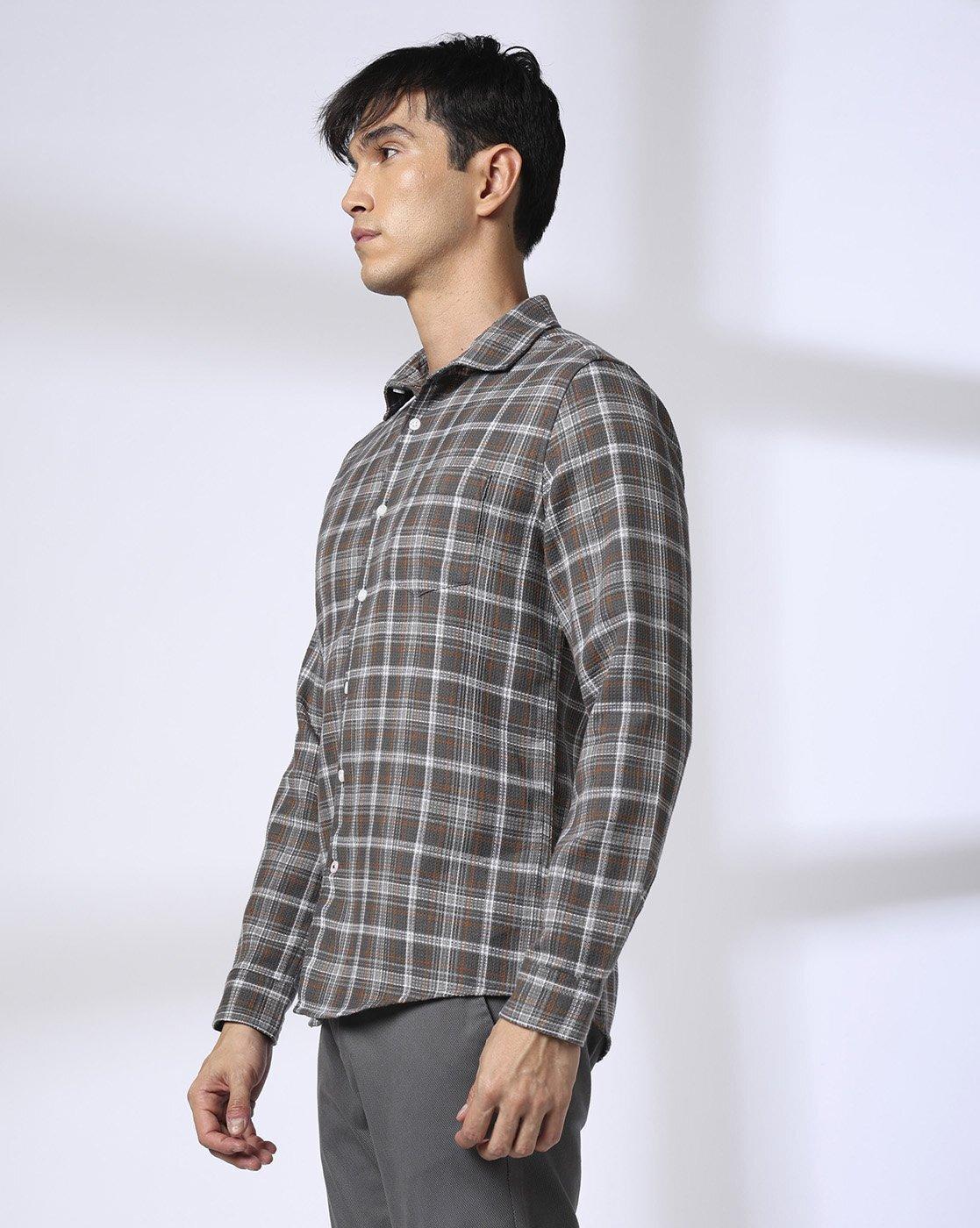 Men Checked Slim Fit Shirt
