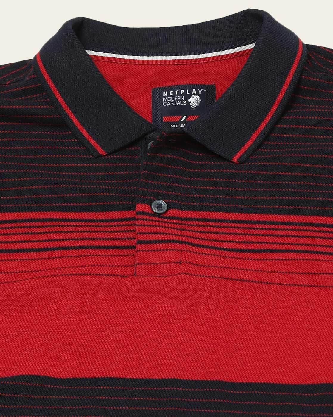 Men Striped Regular Fit Polo T-Shirt