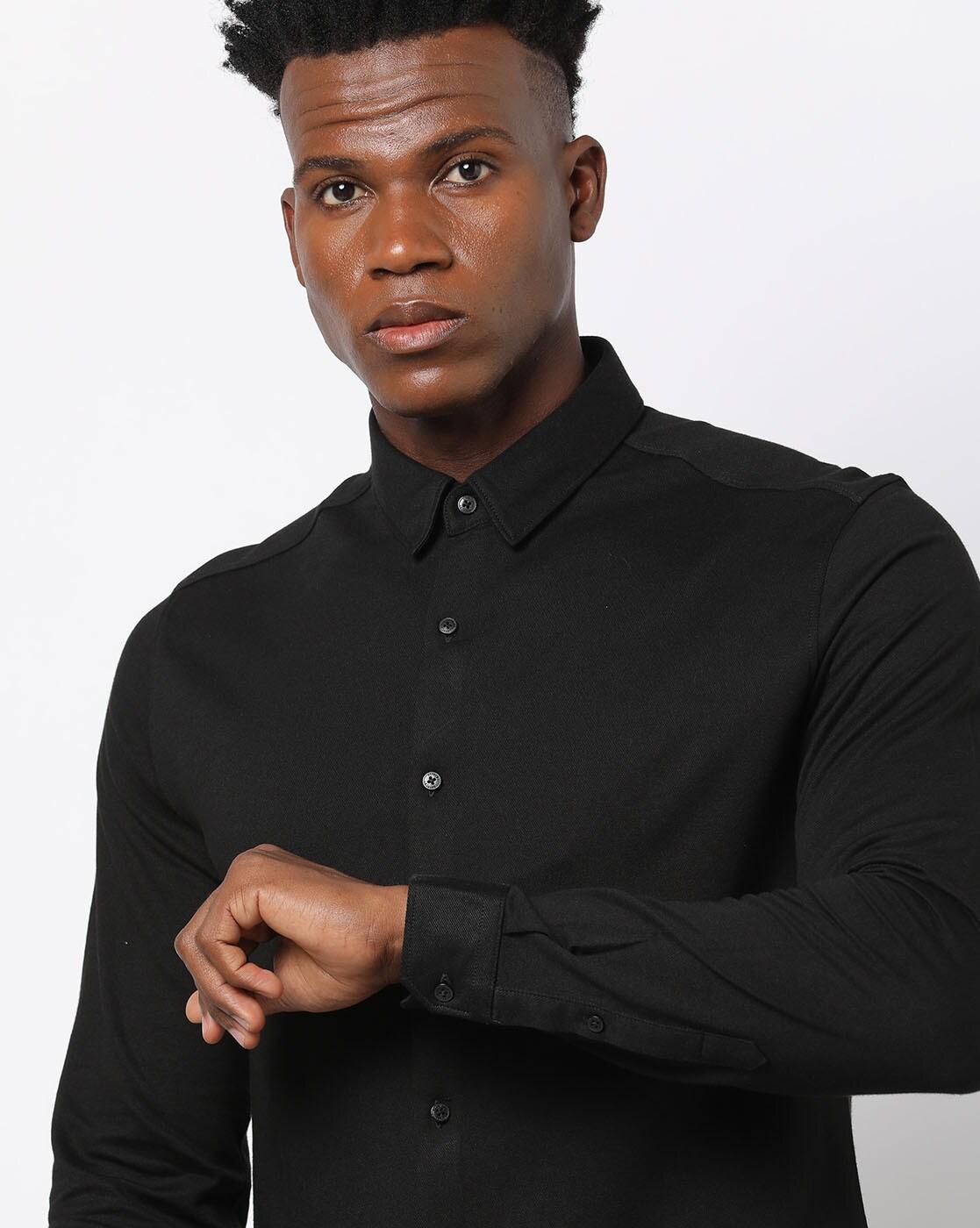 Men Slim Fit Knitted Shirt