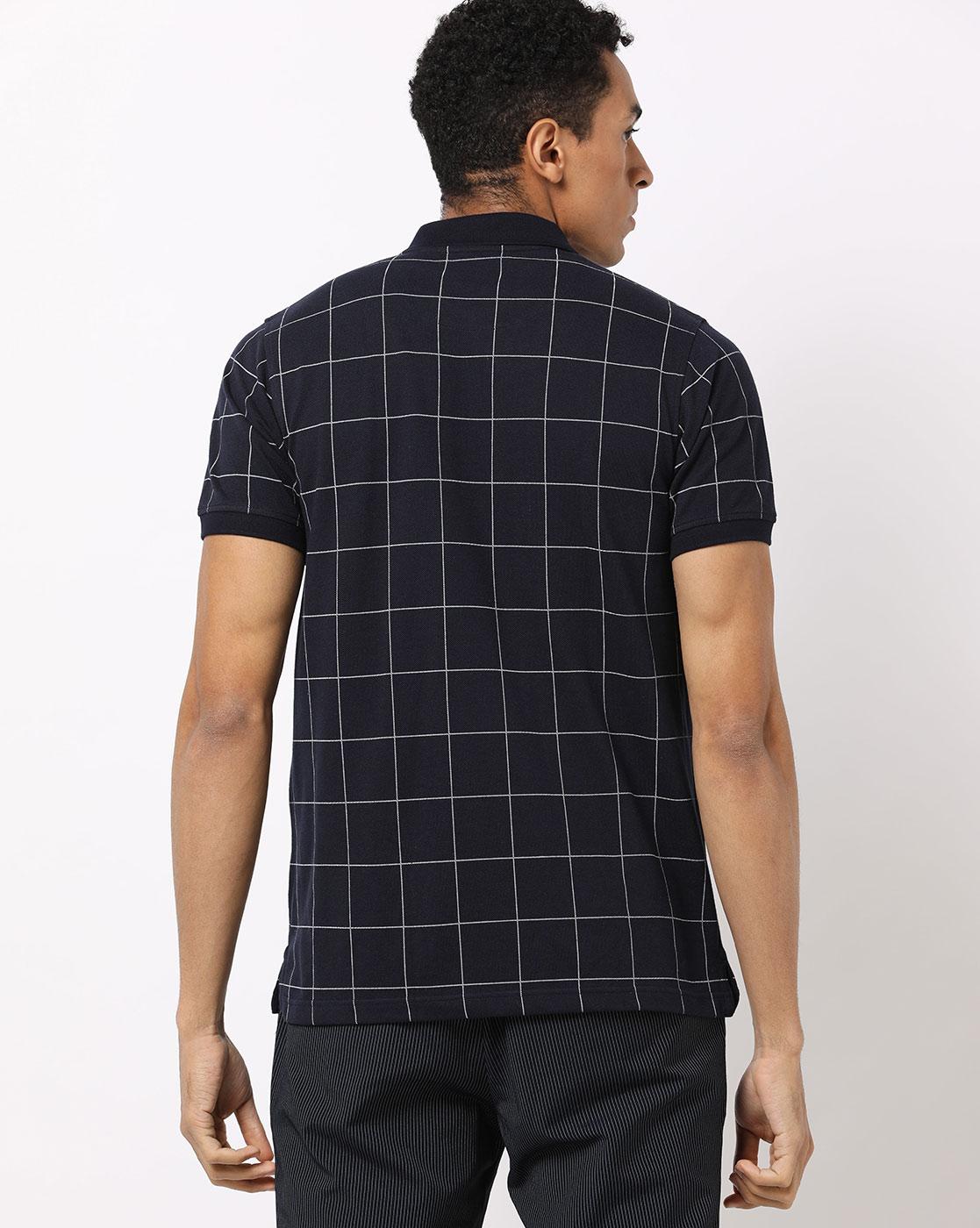 Checked Polo T-shirt with Ribbed Hems