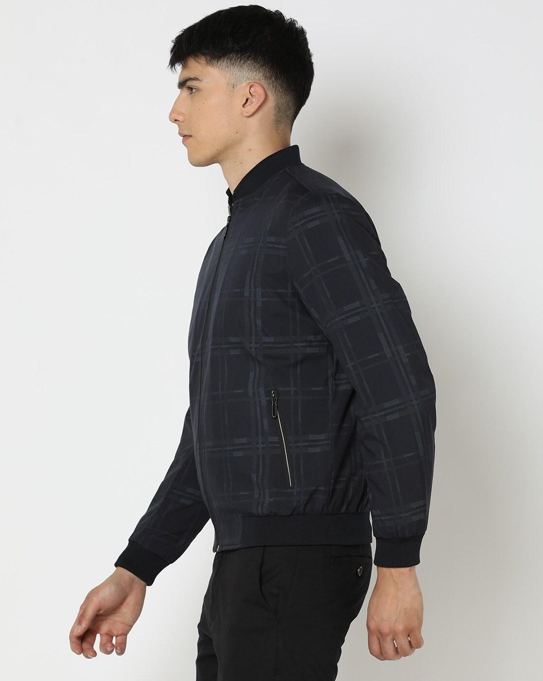 Men Checked Regular Fit Bomber Jacket