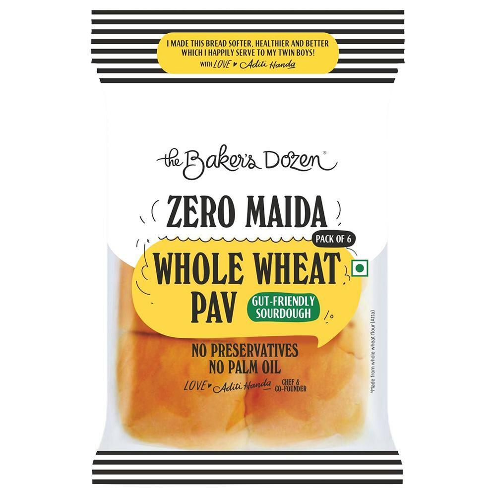 The Baker's Dozen | The Baker's Dozen Whole Wheat Pav(Sourdough) 240 g (6 Pieces)