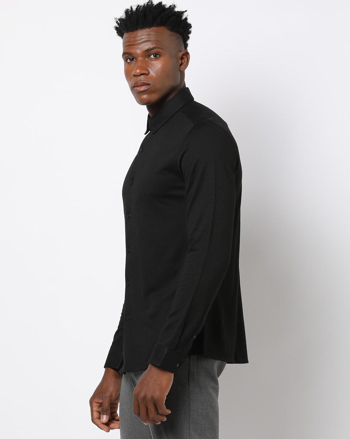 Men Slim Fit Knitted Shirt