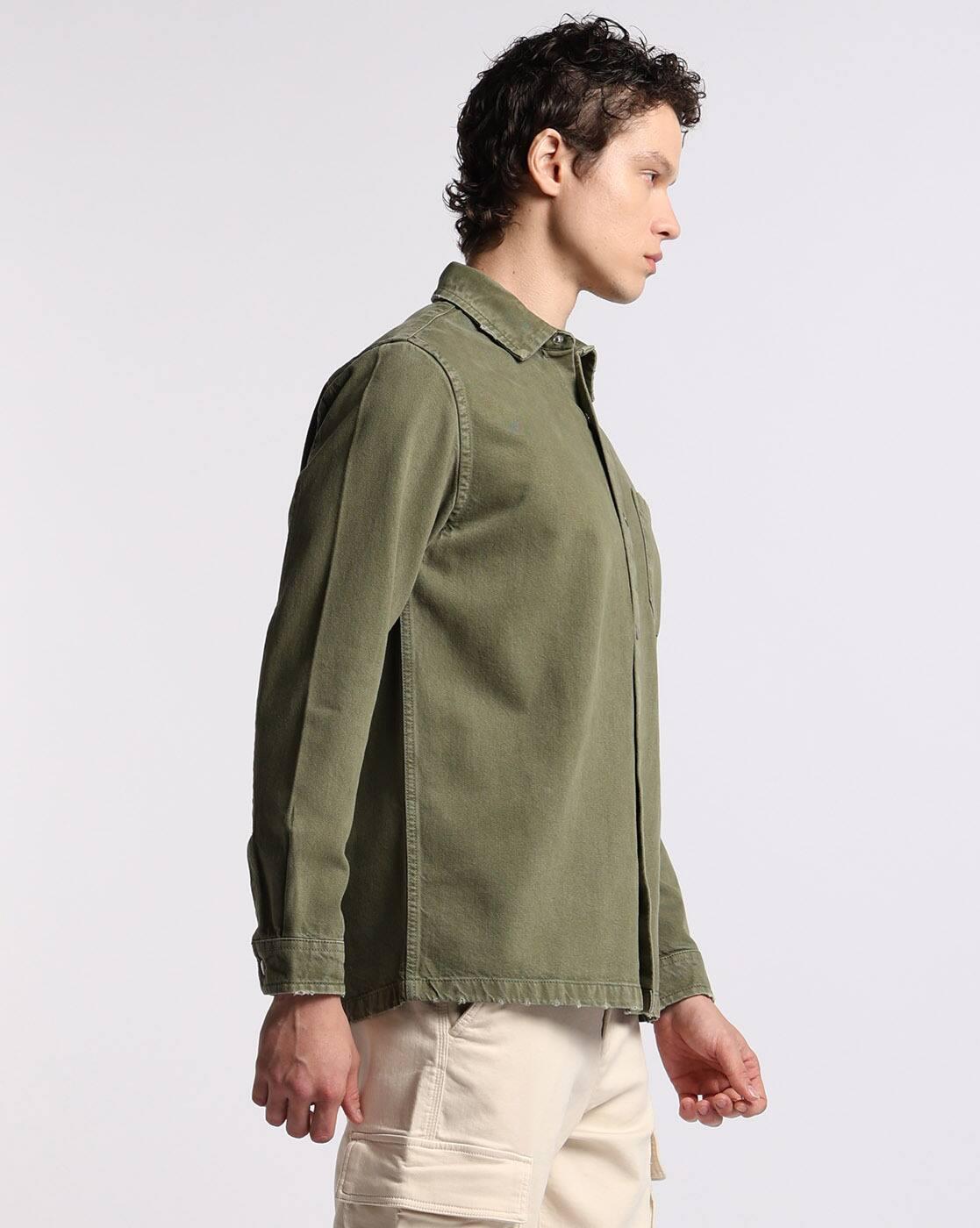 RIPPED OLIVE OVERDYED OVERSH, OLIVE, XXL