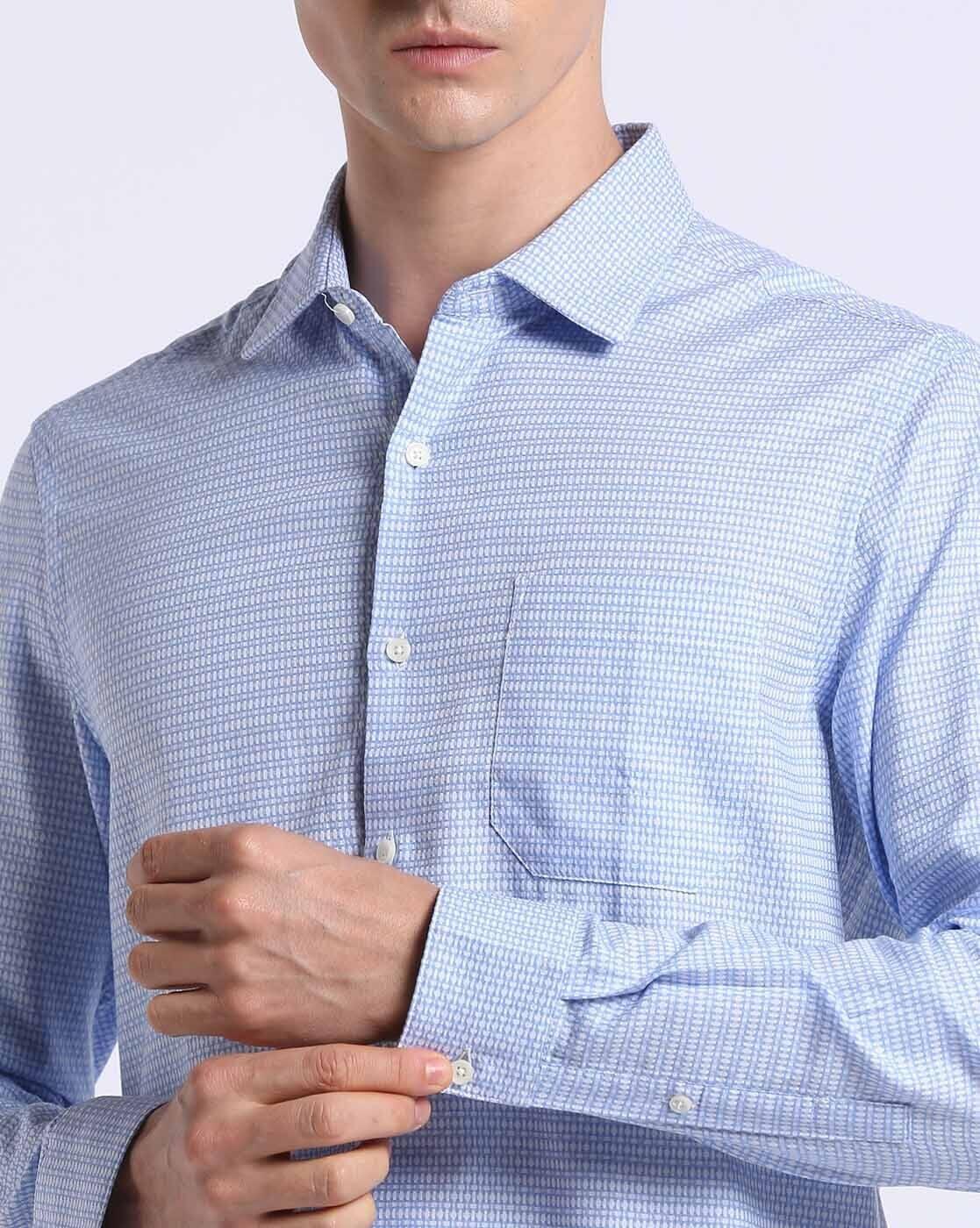 SEMI CUTAWAY COLLAR SHIRT, LT. BLUE, 40