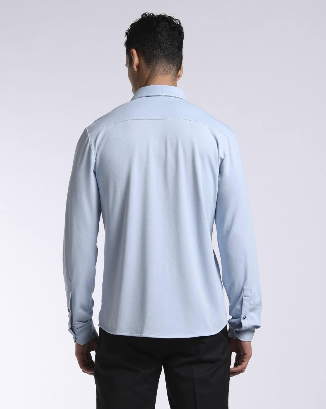 FORMAL SOLID KNIT SHIRT, LT. BLUE, XXL