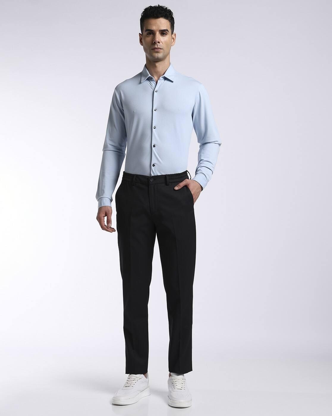 FORMAL SOLID KNIT SHIRT, LT. BLUE, XXL