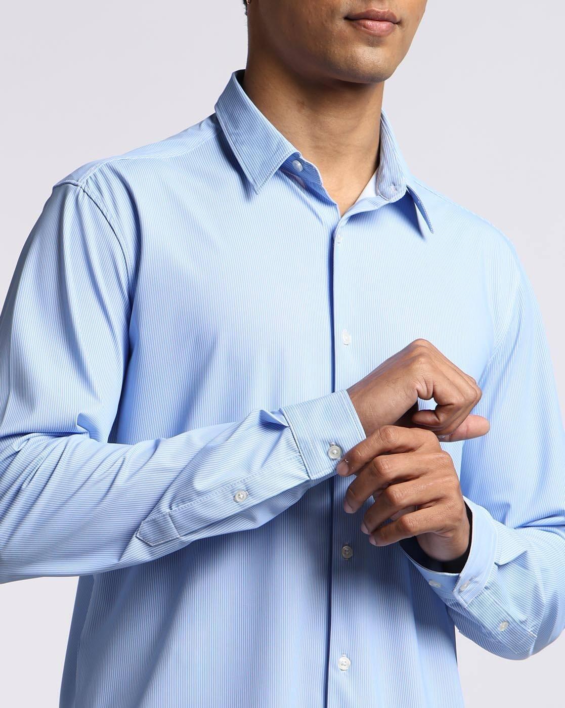 MICRO STRIPE PRINT 4 WAY K, LT. BLUE, XL