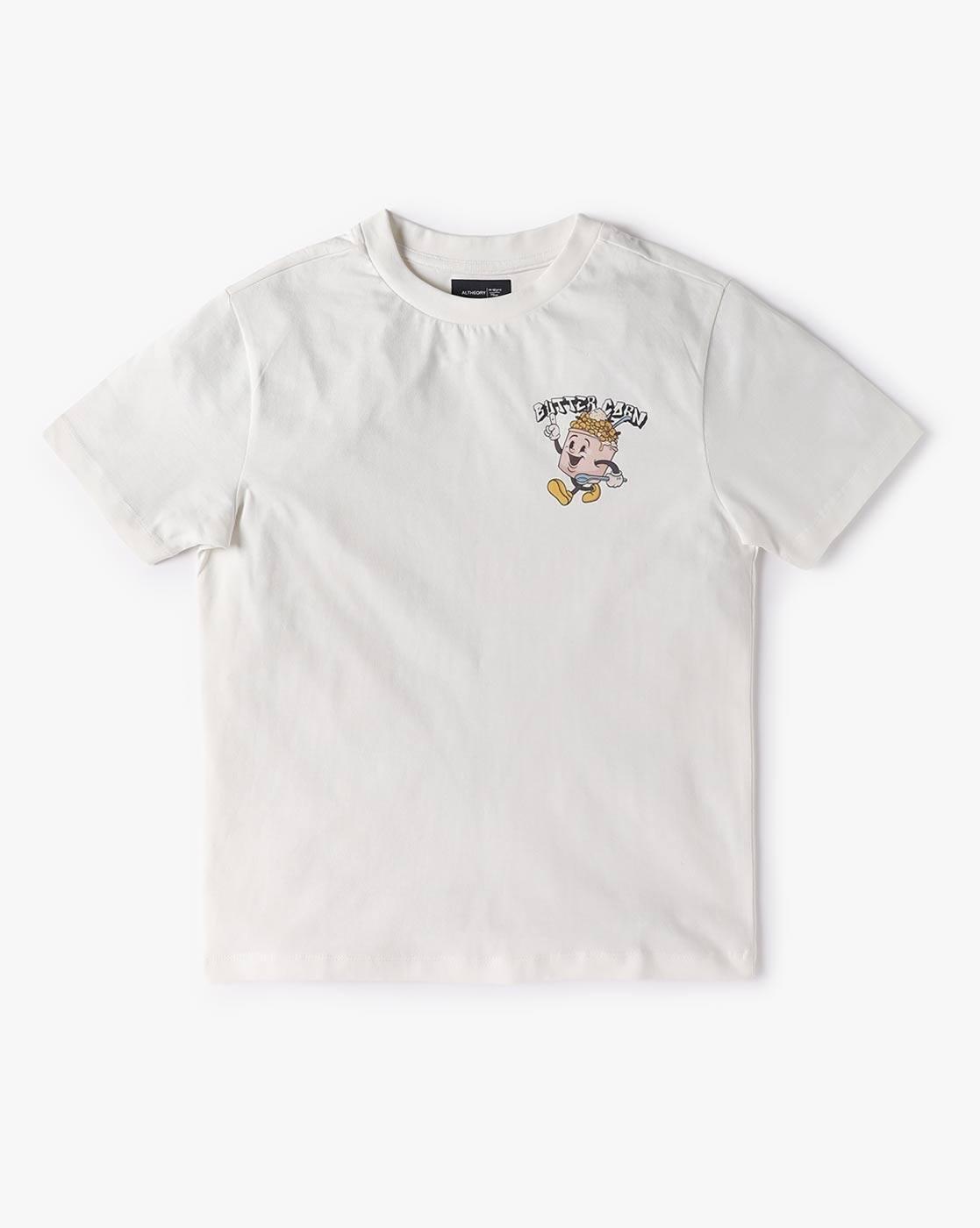 POP CORN PRINT T SHIR, OFF WHITE, 11-12Y