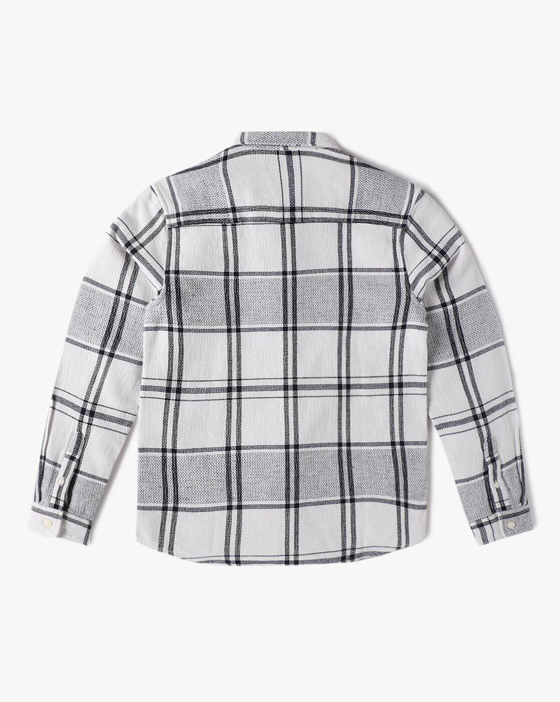 SLIM FIT MOCKLENO CHECK SH, NAVY, 13-14Y