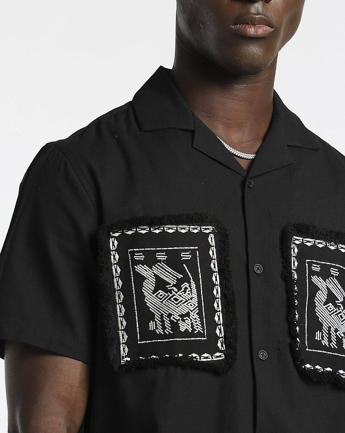 APPLIQUE EMBROIDERY RELAXE, JET BLACK, S