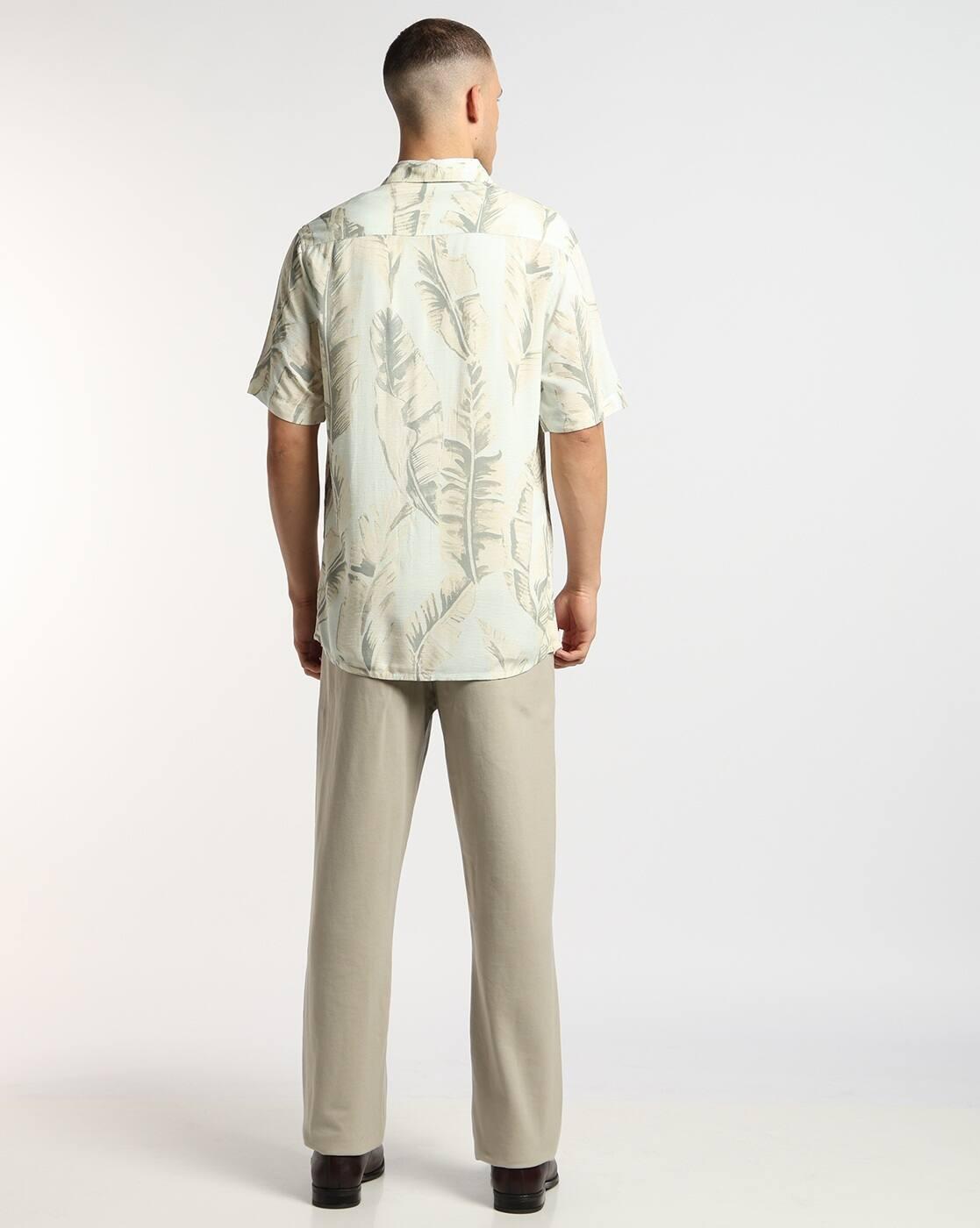 RELAED FIT PRINTED VISCOSE, LT. BLUE, S