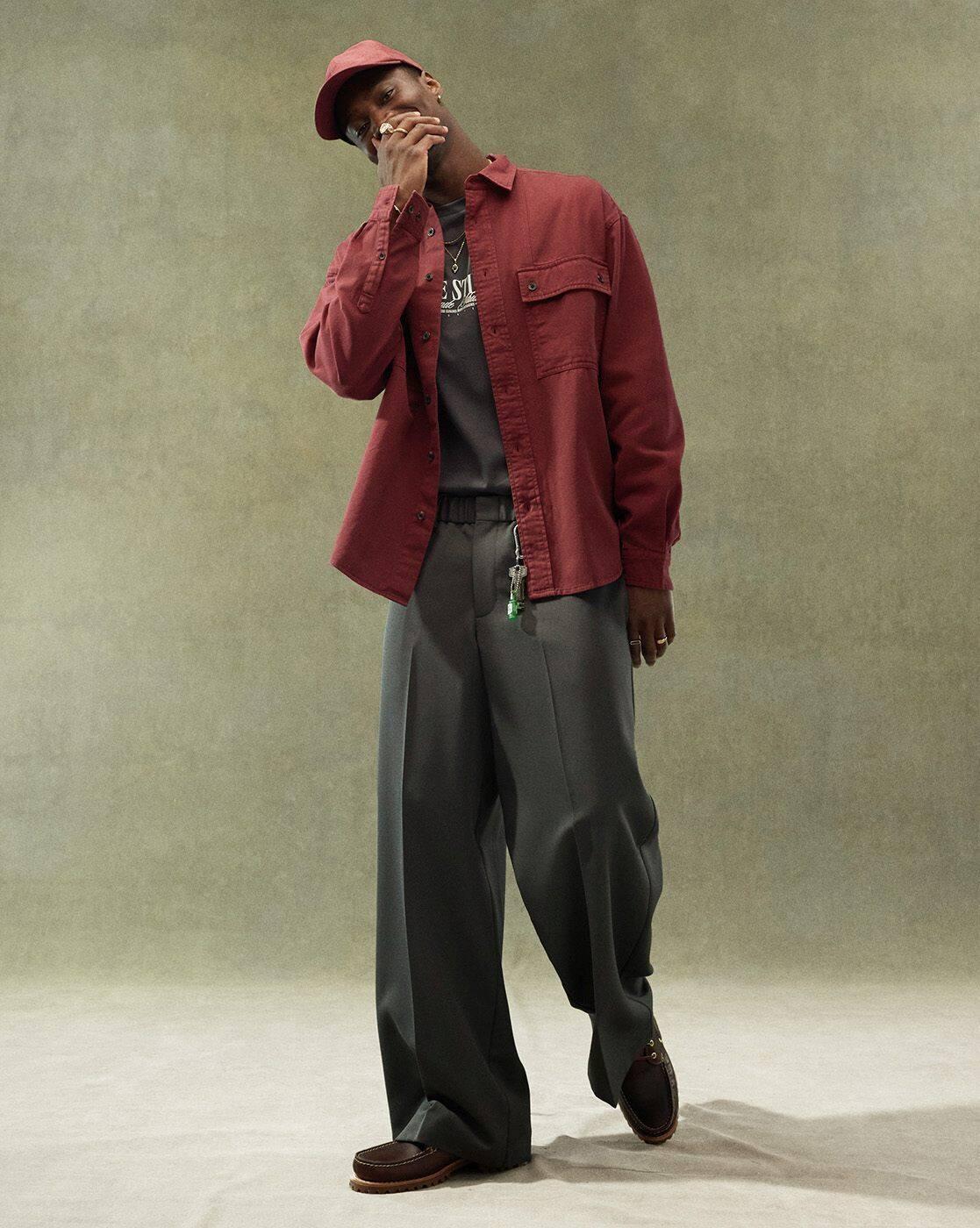 ASOS MEN SHIRTS, BURGUNDY, XS