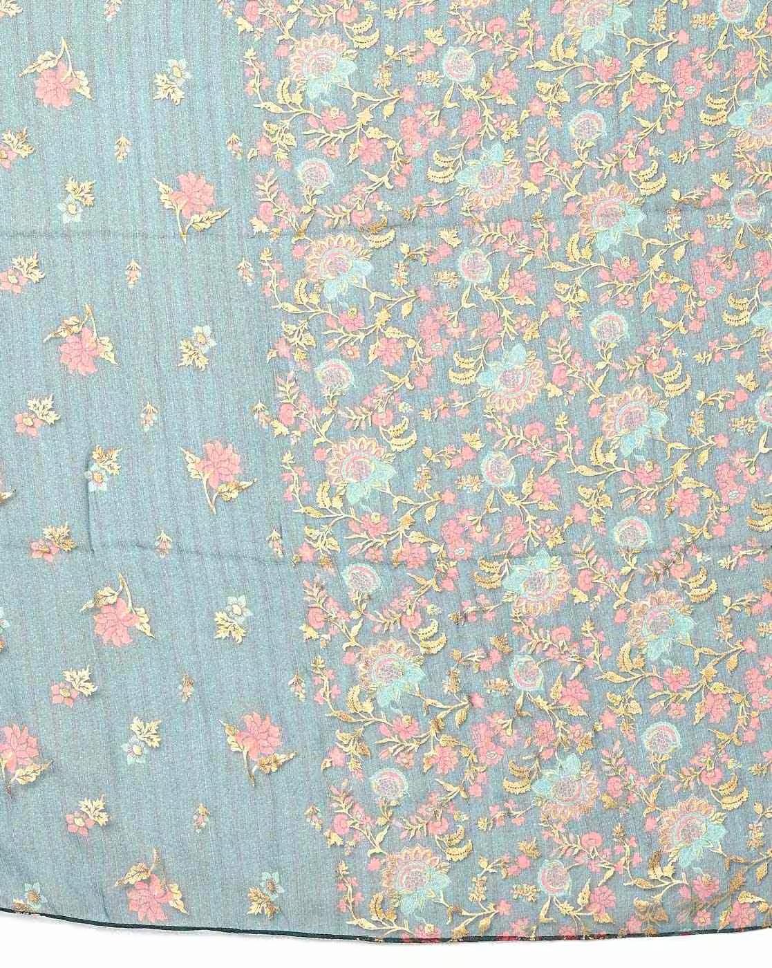 Floral Print A-line Kurta Set with Dupatta