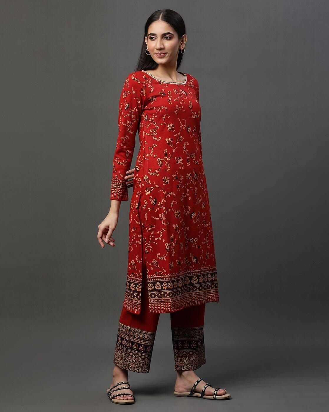 Women Floral Print Straight Kurta & Palazzos Set