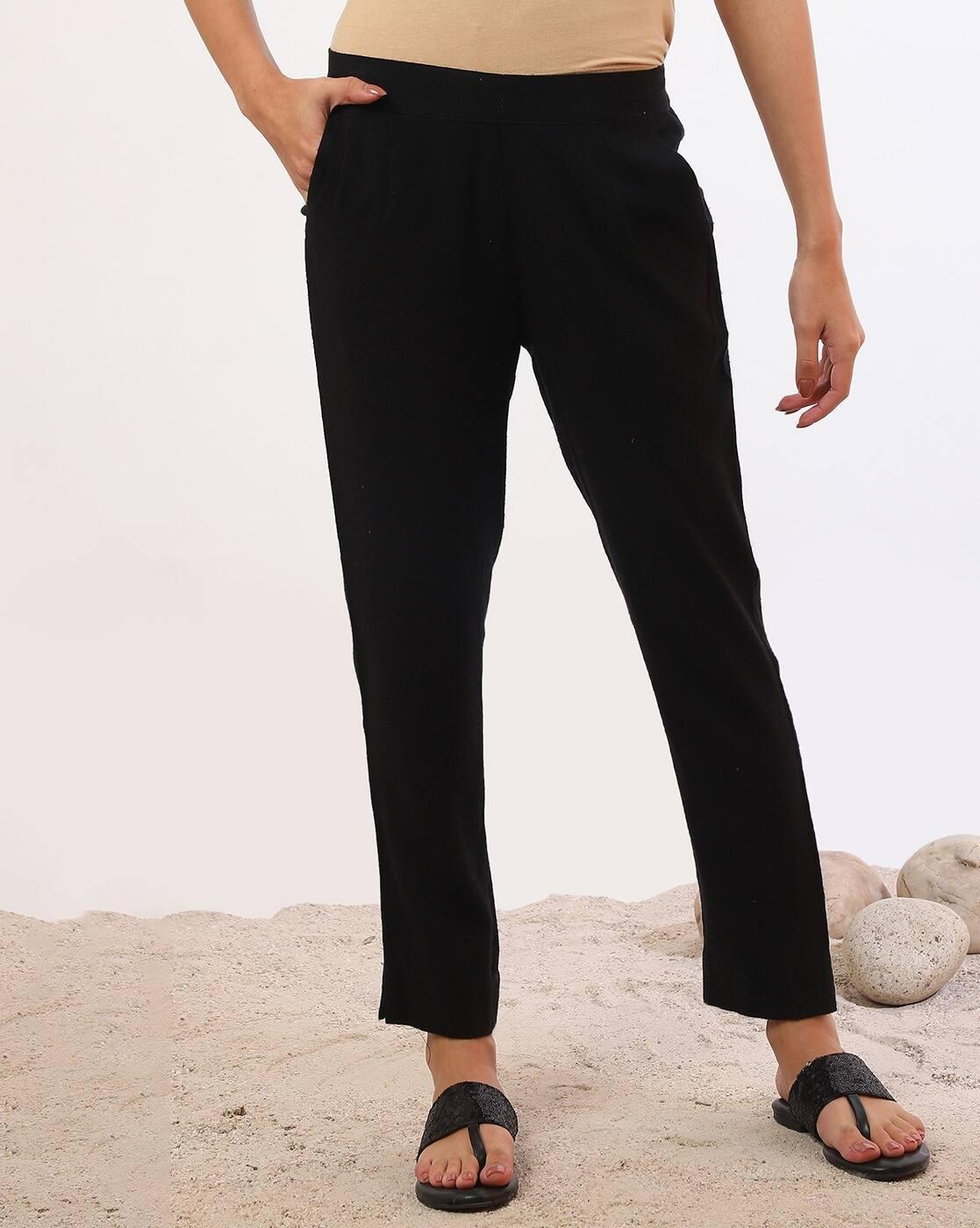 Women Straight Fit Flat-Front Pants