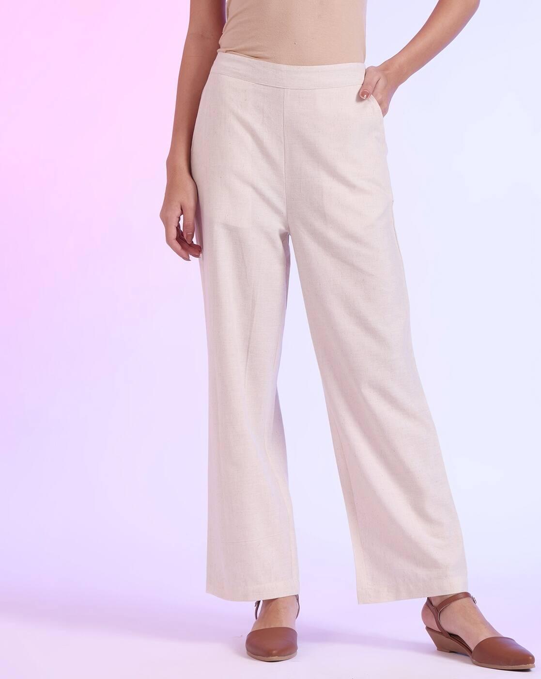 Women Relaxed Fit Flat-Front Pants